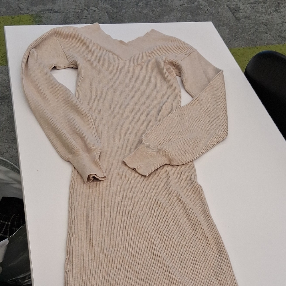 Hippie Rose Beige Long Sleeve Dress